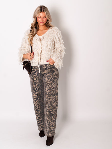 Stella Fransen Strickjacke - Creme