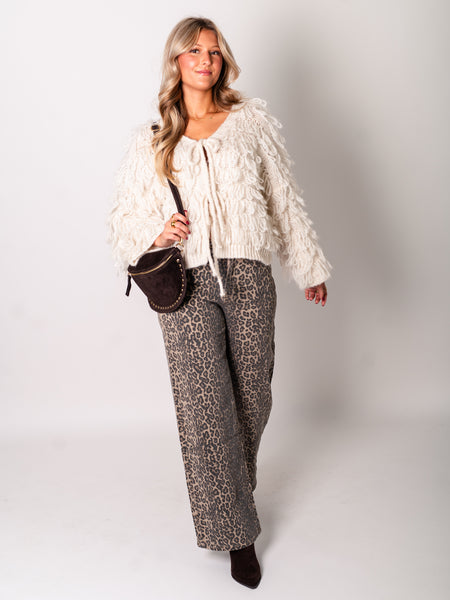 Stella Fransen Strickjacke - Creme