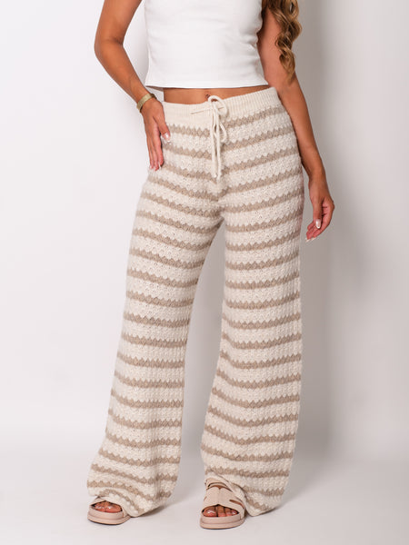 Kassia Strick Hose - Taupe/Beige