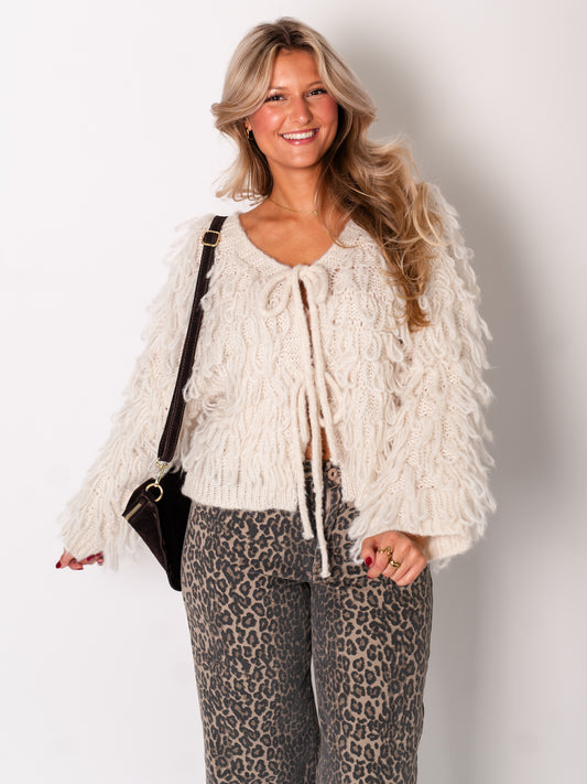 Stella Fransen Strickjacke - Creme