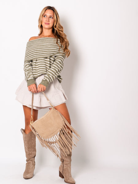 Sally Offshoulder Pullover - Khaki