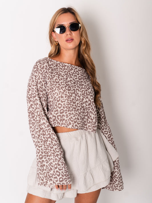 Ayla Musselin Bluse - Leo/Taupe