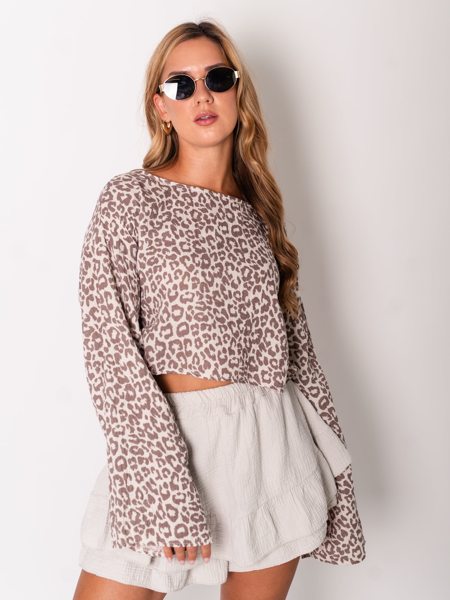 Ayla Musselin Bluse - Leo/Taupe