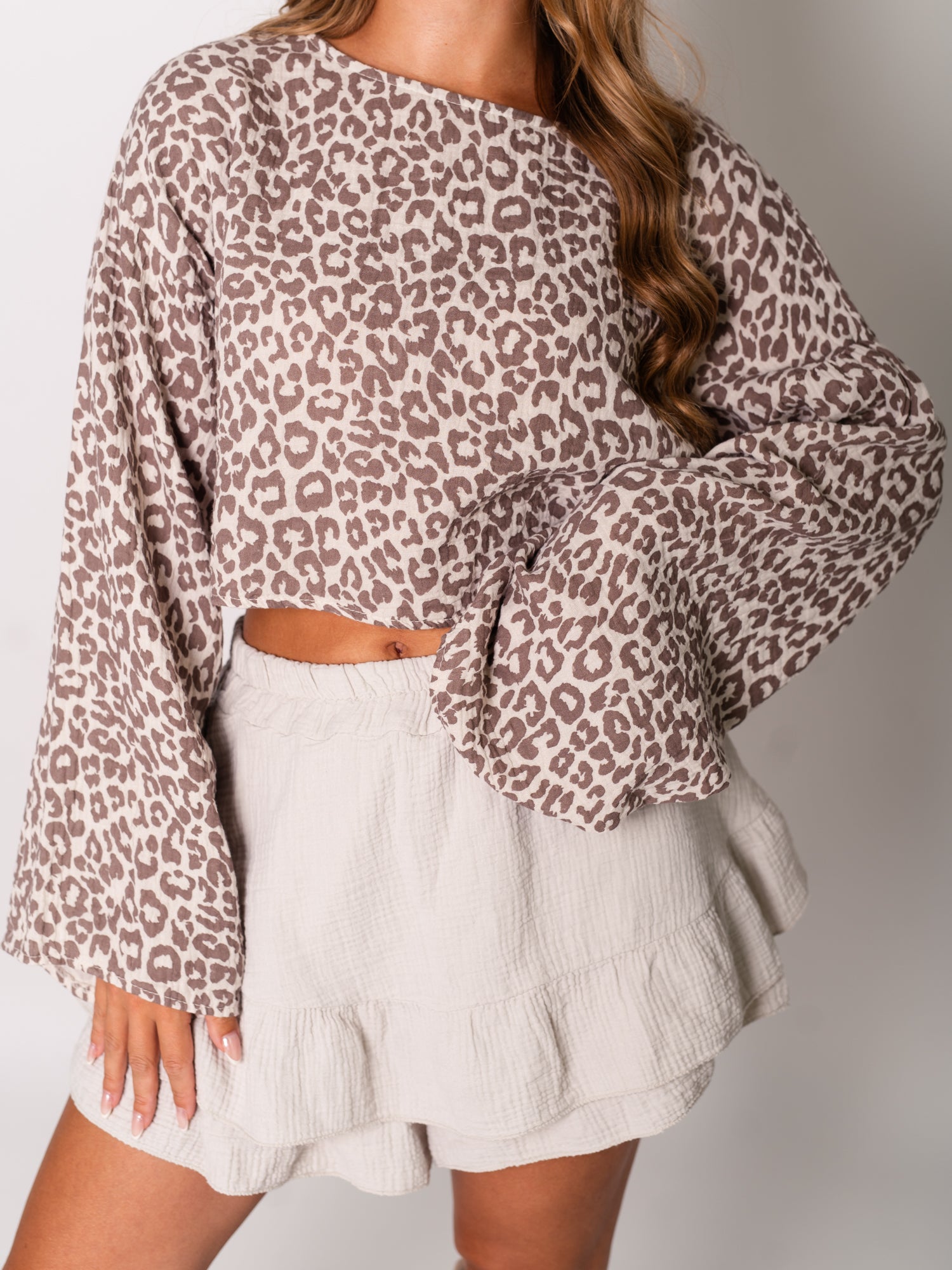 Ayla Musselin Bluse - Leo/Taupe
