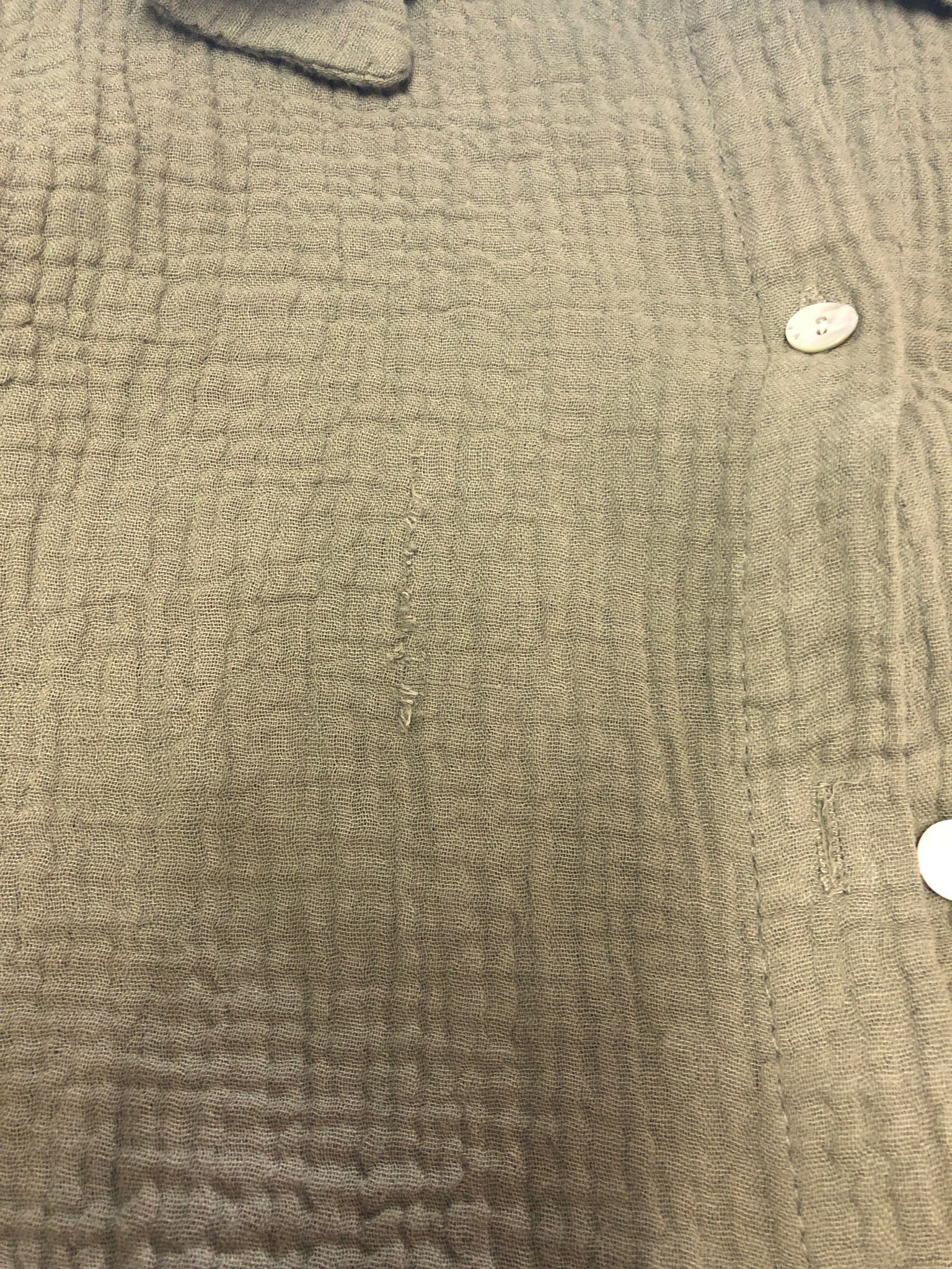 B-Ware 625. Midi Waffle Bluse - Khaki