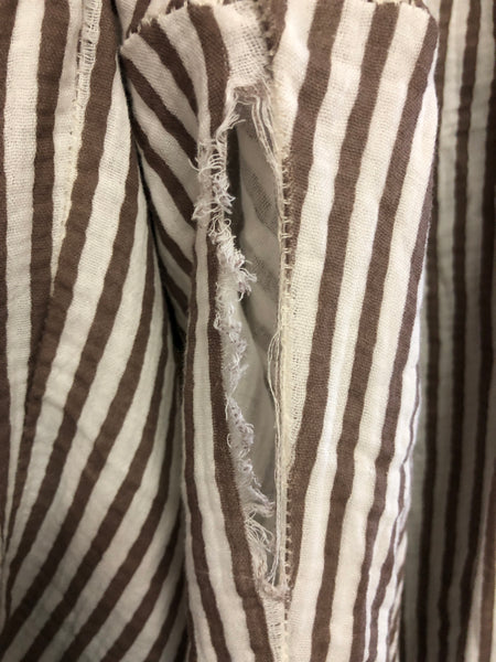 B-Ware 845. Beachy Musselin Hose -  Streifen/Taupe/Weiß