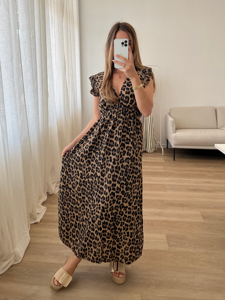 Leonora Musselin Kleid -  Leo/Camel