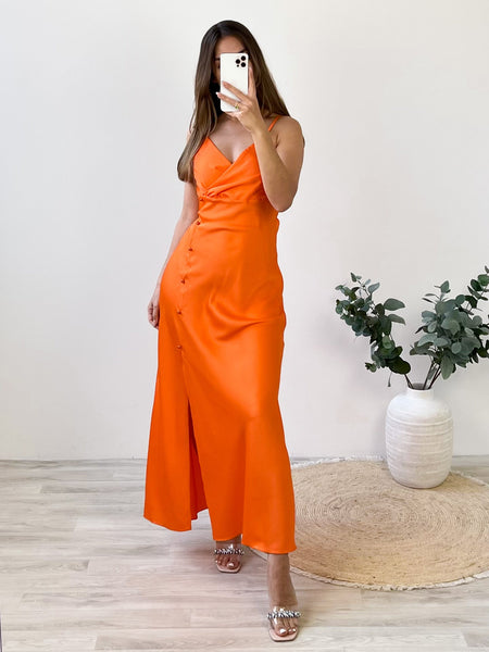 B-Ware 265. First Time Satin Kleid - Orange