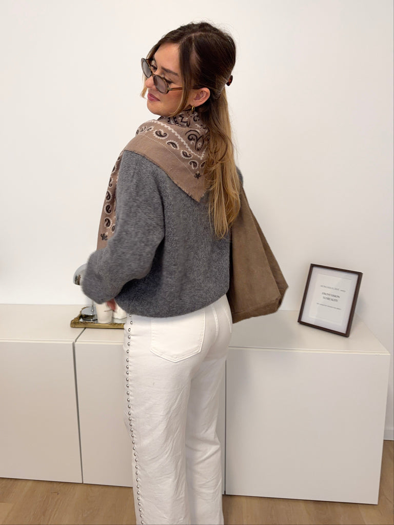 Paisley Tuch Schal - Taupe