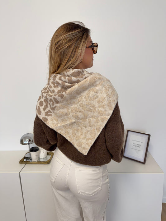 Leo Layer Dreiecksschal - Taupe/Creme