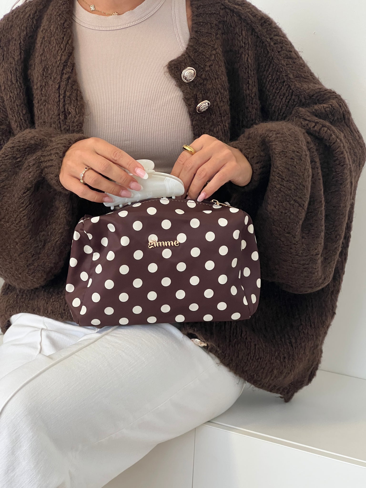 Polka Dot Kosmetik Tasche - Braun