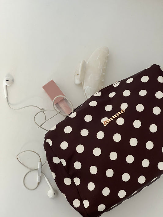 Polka Dot Kosmetik Tasche - Braun