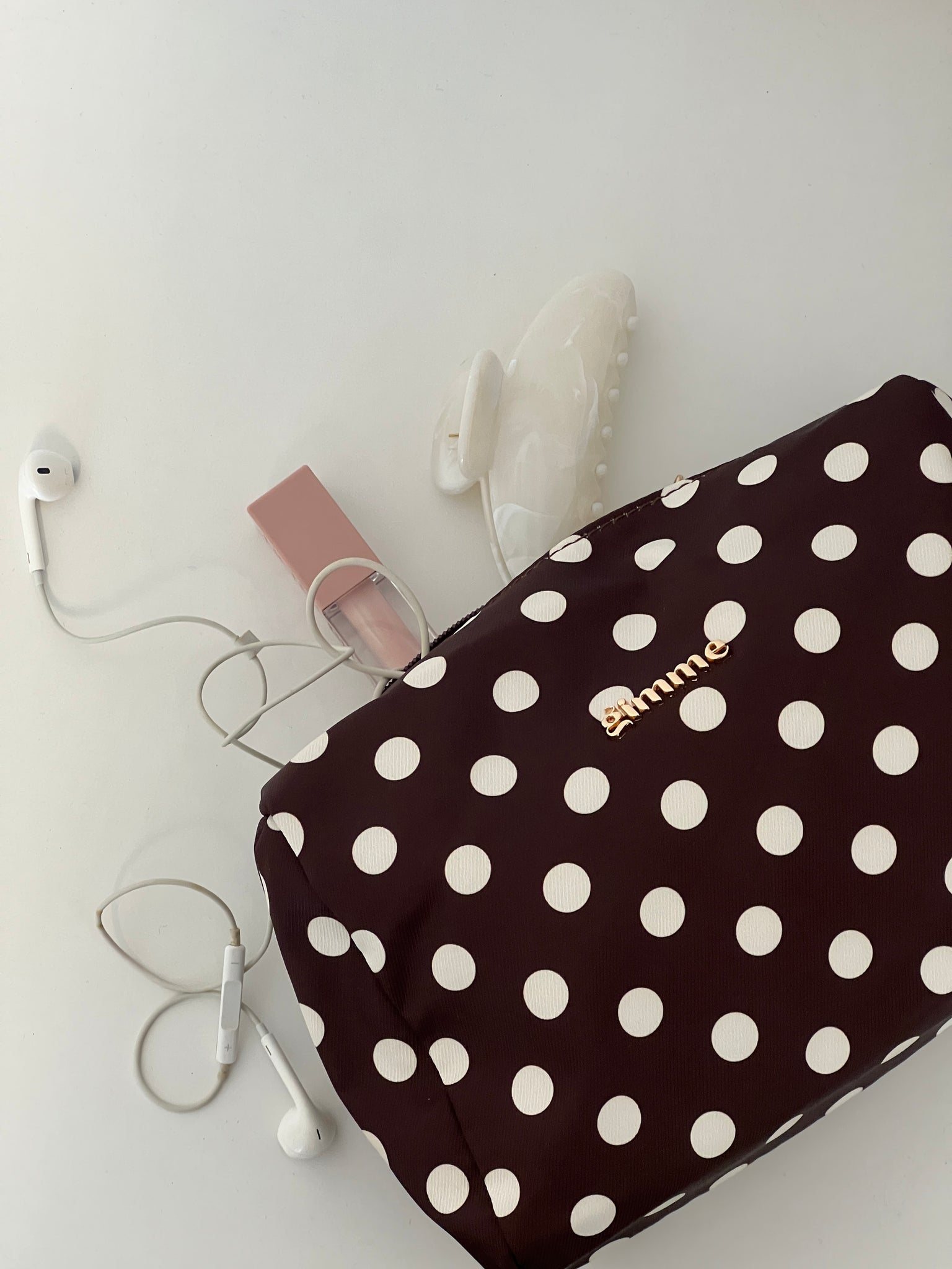 Polka Dot Kosmetik Tasche - Braun