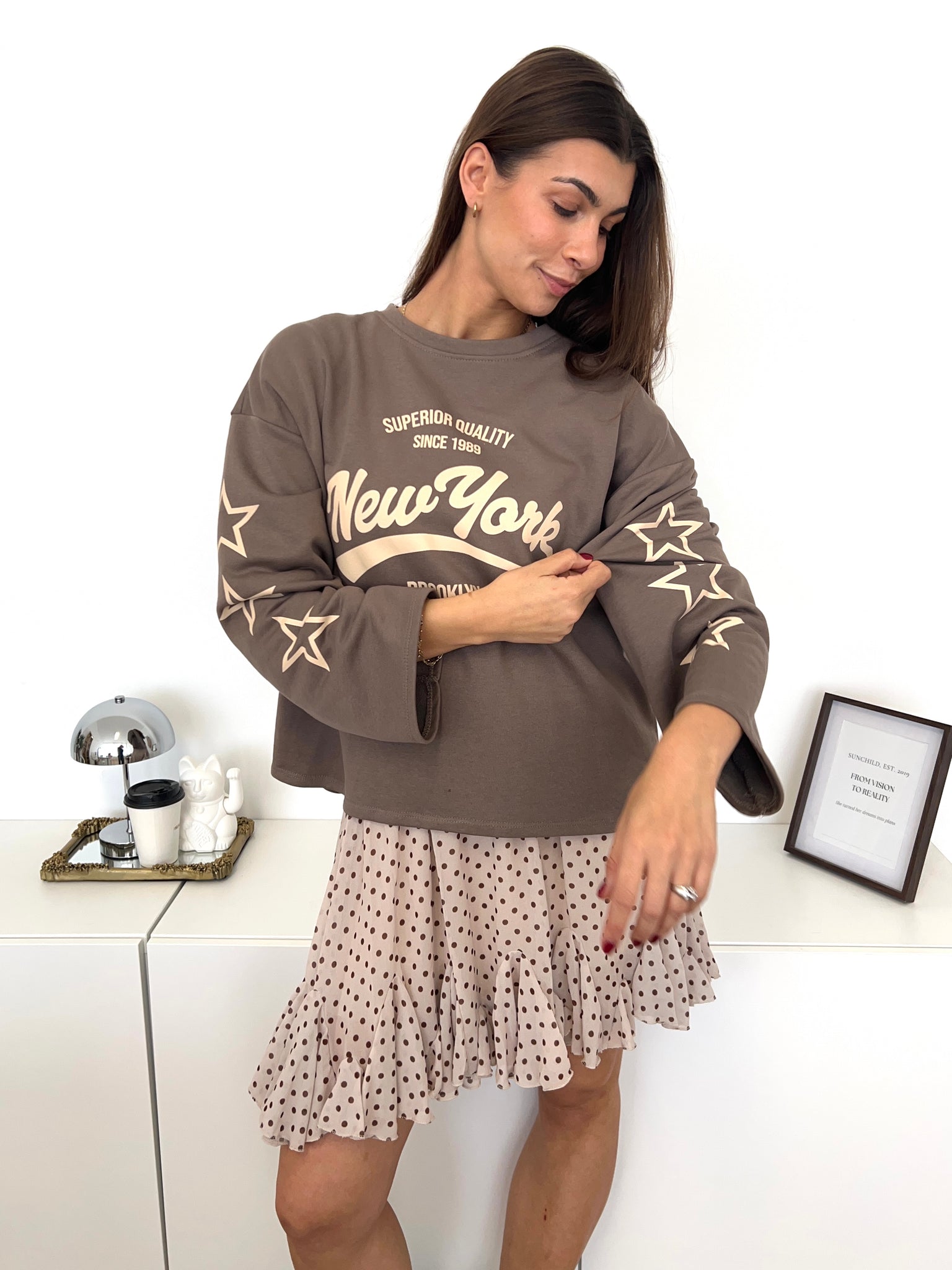 New York Oversize Sweatshirt - Taupe/Creme