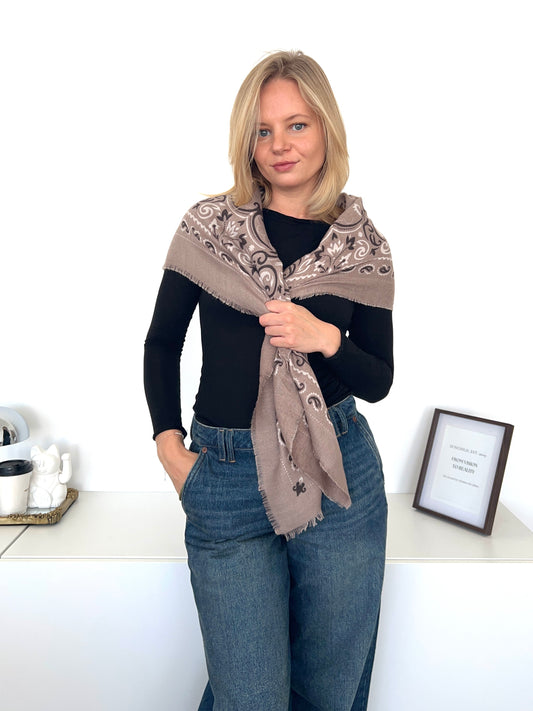 Paisley Tuch Schal - Taupe