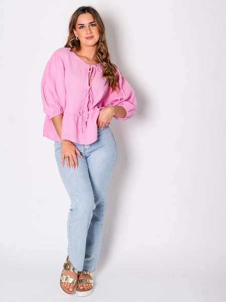 Sofia Musselin Bluse - Pink