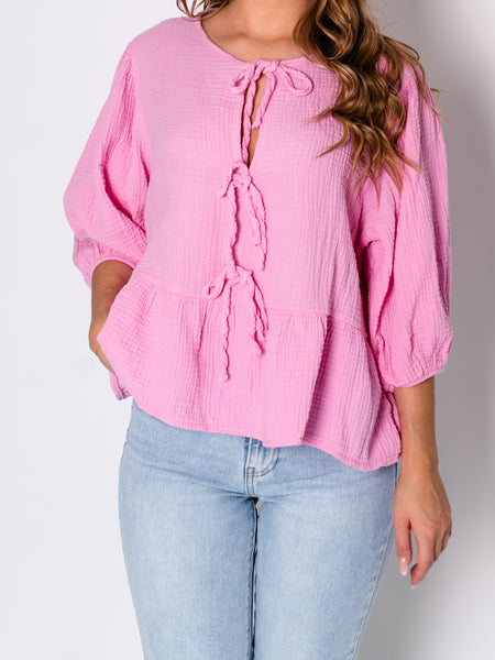 Sofia Musselin Bluse - Pink