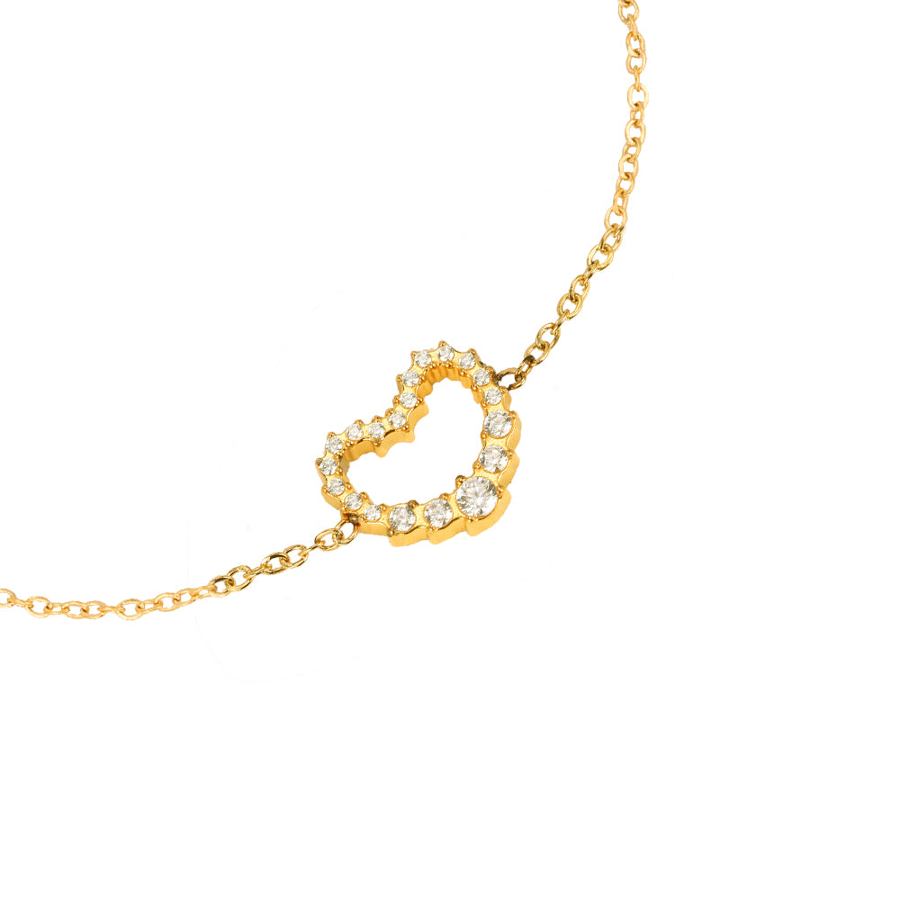 Sparkly Heart Armband - Gold