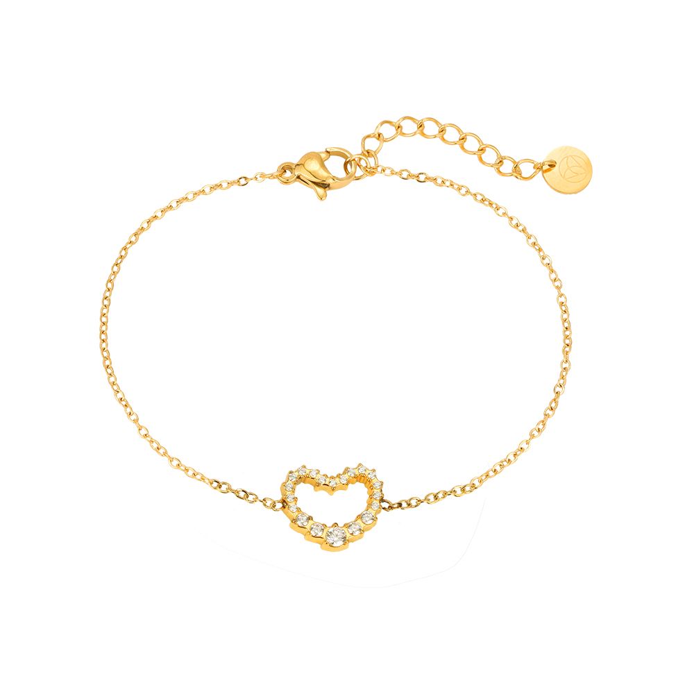 Sparkly Heart Armband - Gold