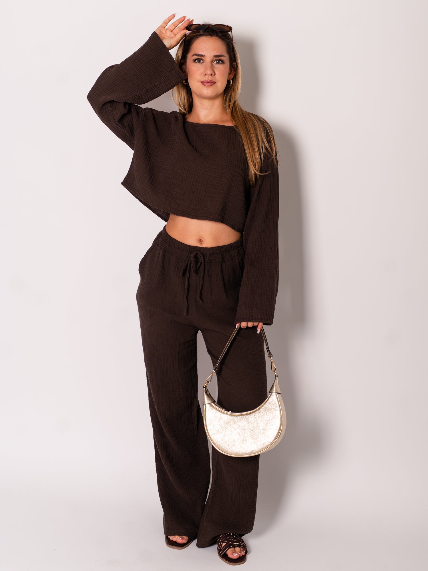 Beachy Musselin Hose - Espresso