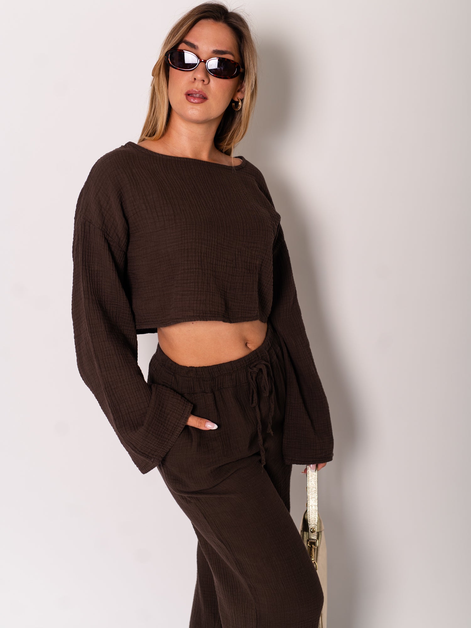 Ayla Musselin Bluse - Espresso