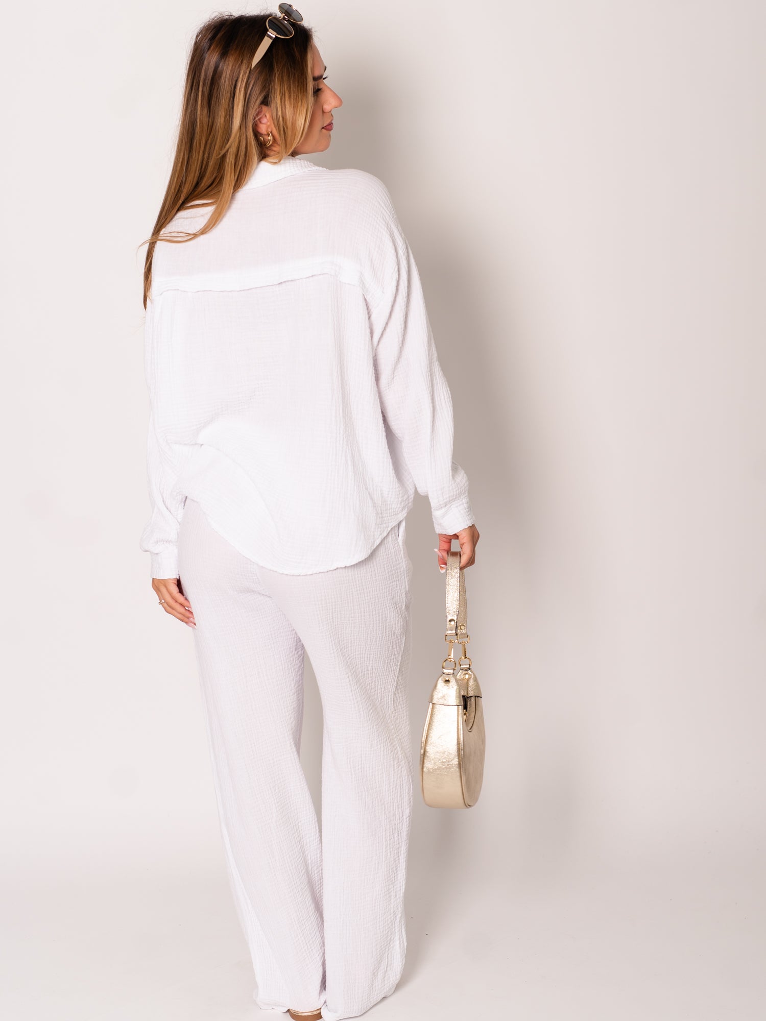 Beachy Musselin Hose - Weiß