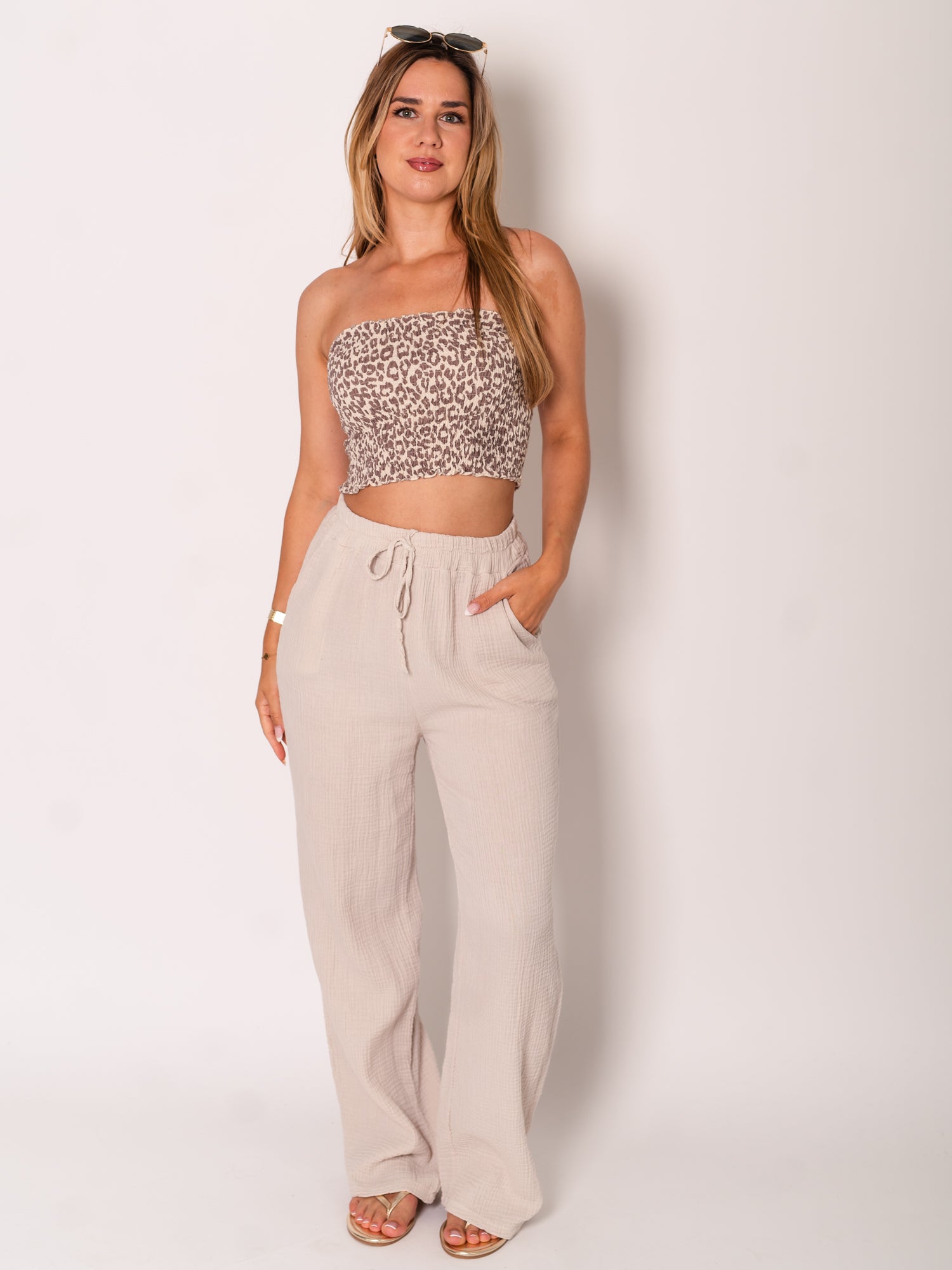 Beachy Musselin Hose - Beige