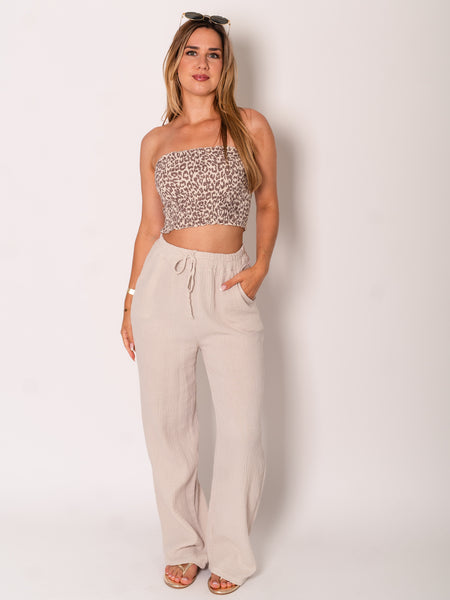 Beachy Musselin Hose - Beige