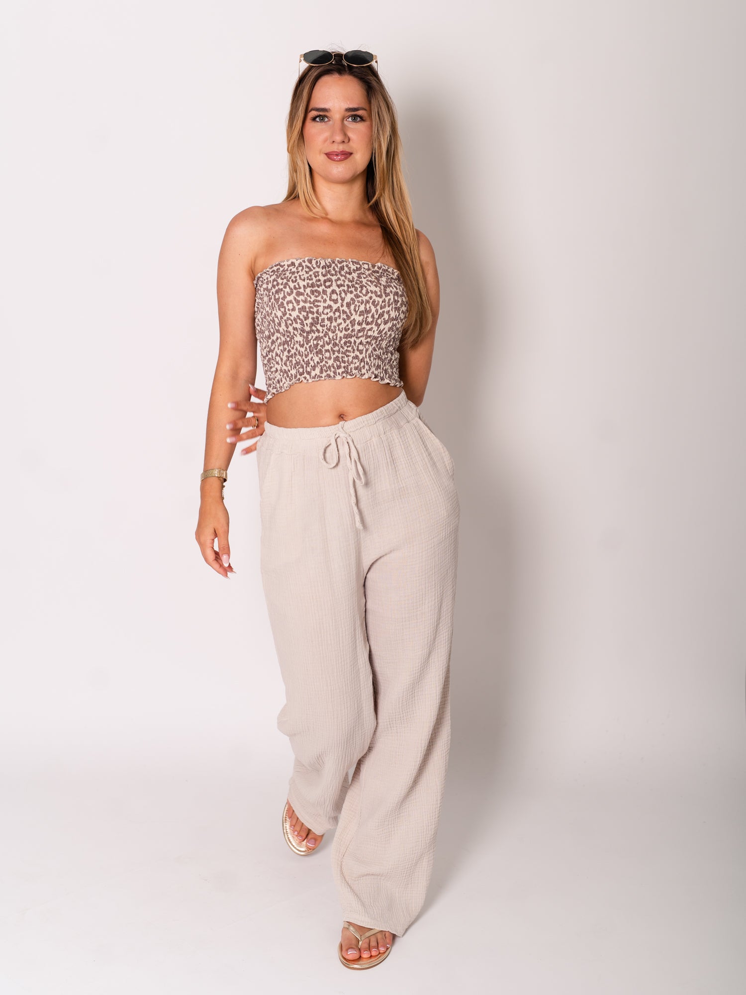 Beachy Musselin Hose - Beige