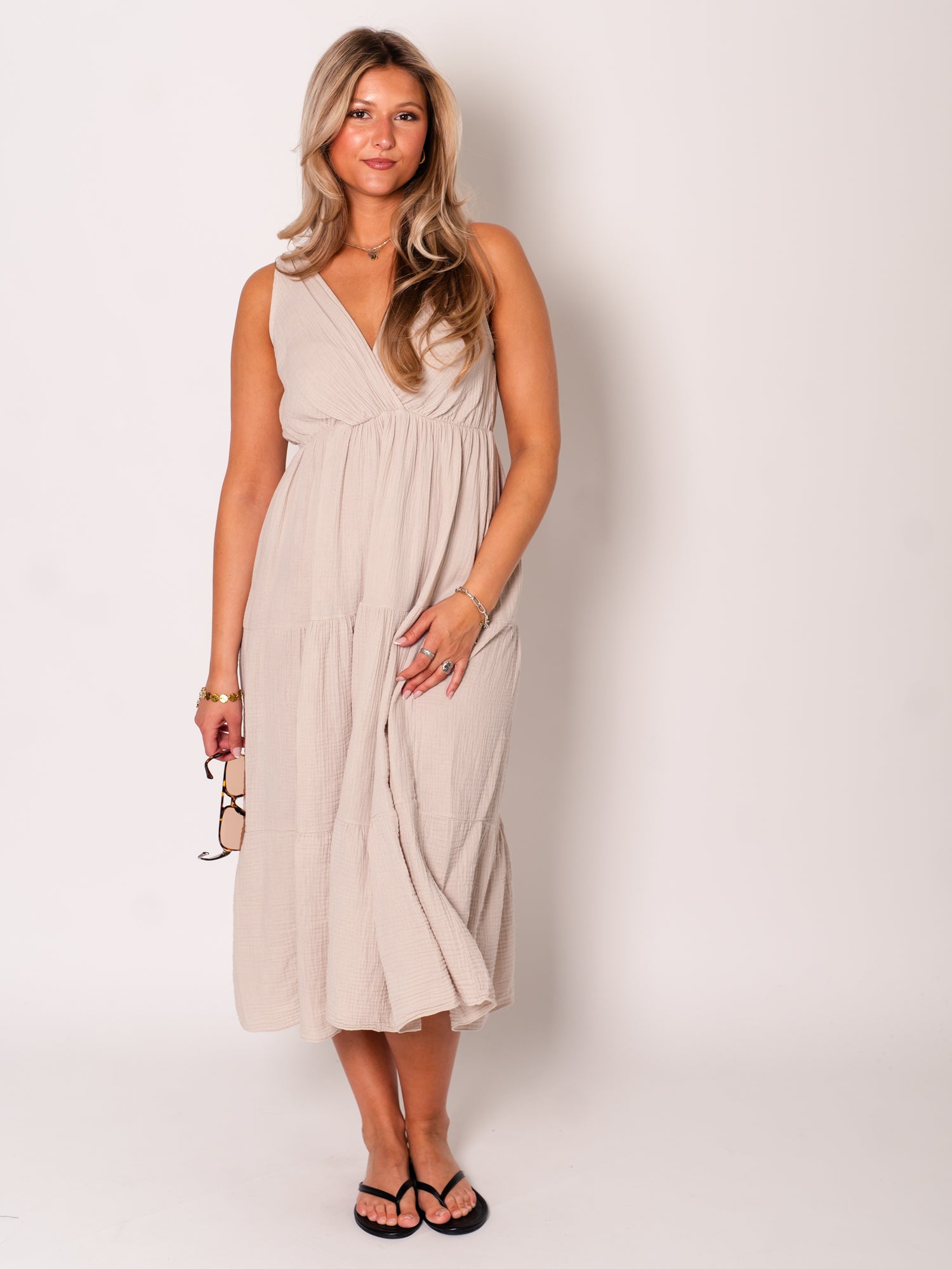 Melina Musselin Kleid - Beige