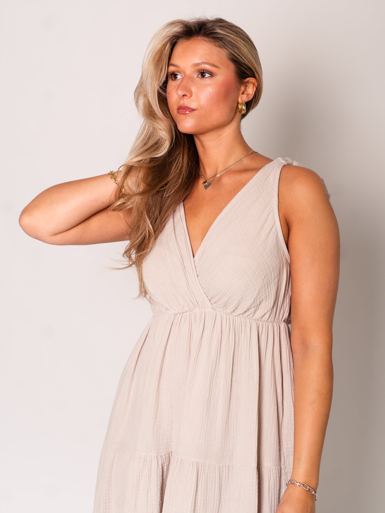 Melina Musselin Kleid - Beige