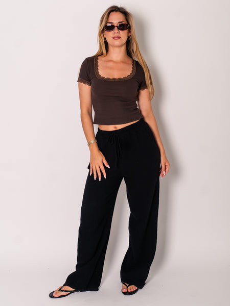 Beachy Musselin Hose - Schwarz