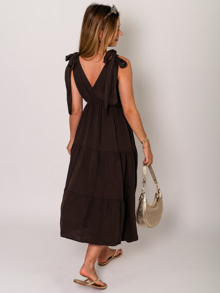 Melina Musselin Kleid - Espresso