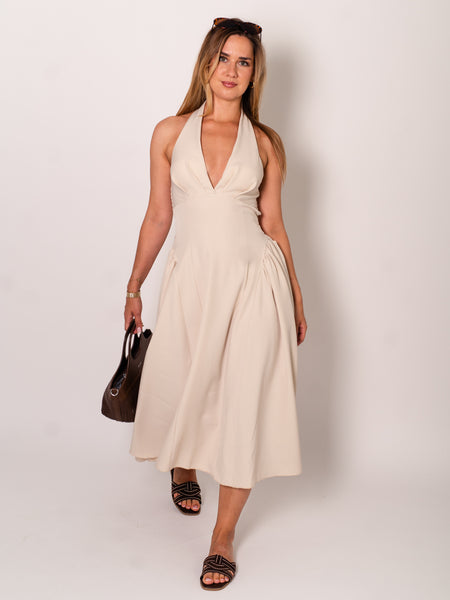 Valentina Neckholder Kleid - Beige