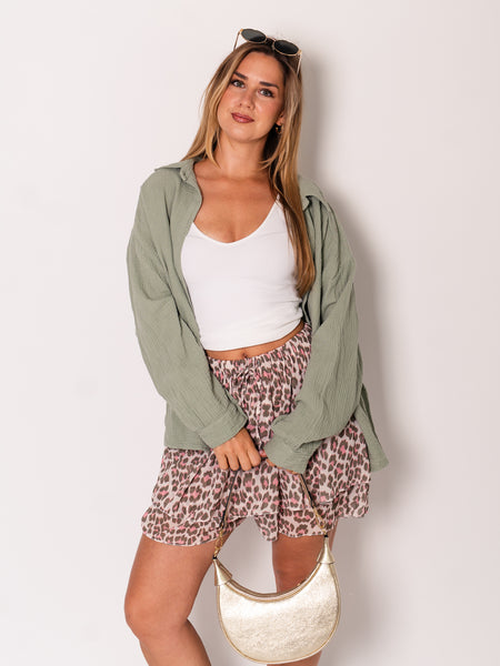 Midi Waffle Bluse - Matcha