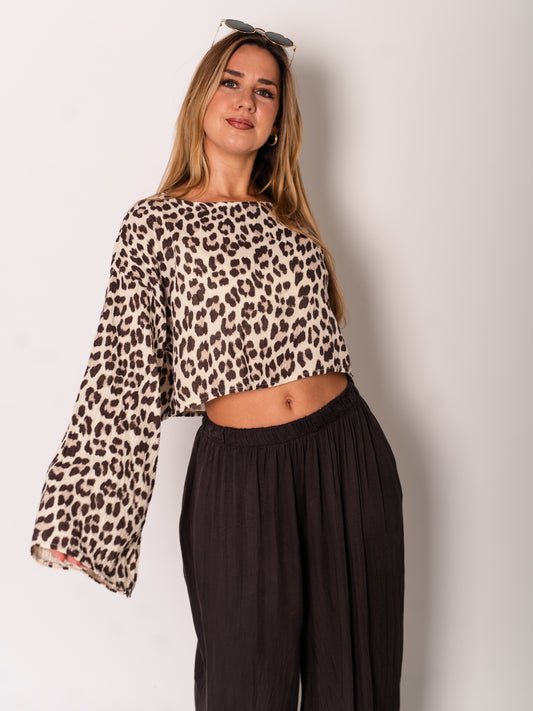 Ayla Musselin Bluse - Leo/Beige