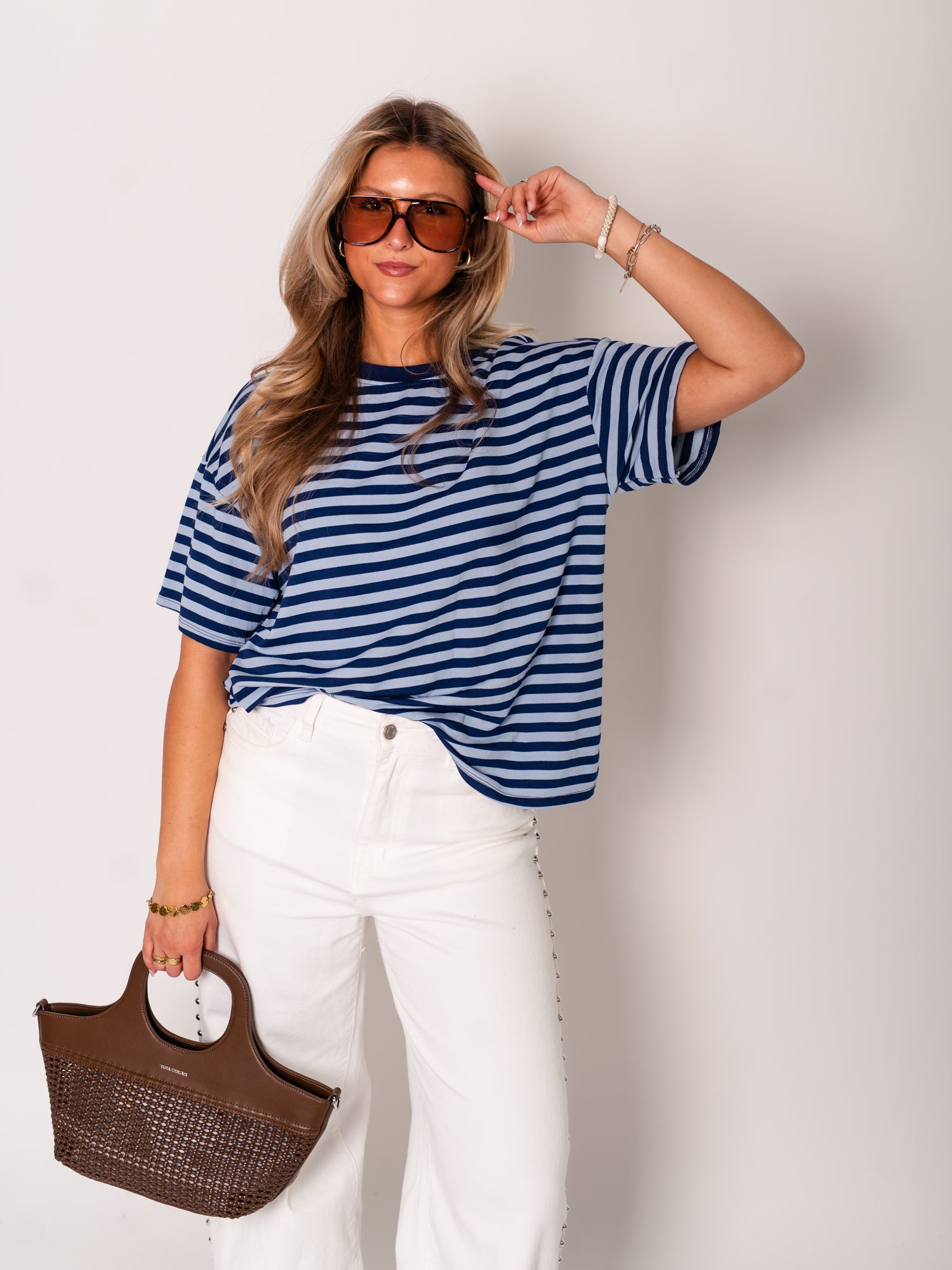 Streifen T-Shirt - Hellblau/Navy