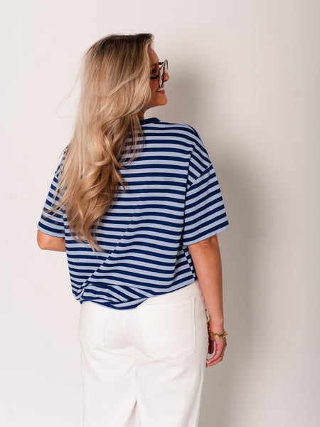 Streifen T-Shirt - Hellblau/Navy