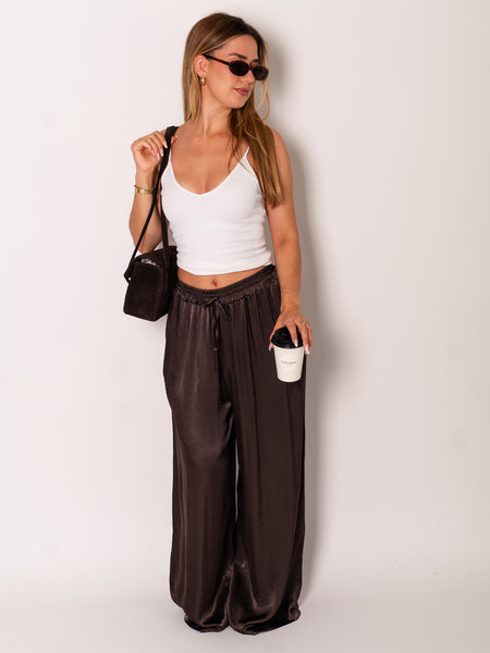 Ella Seiden Hose - Dunkelbraun