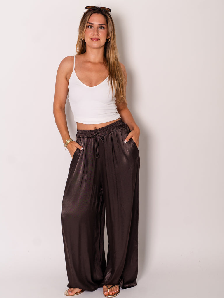 Ella Seiden Hose - Dunkelbraun