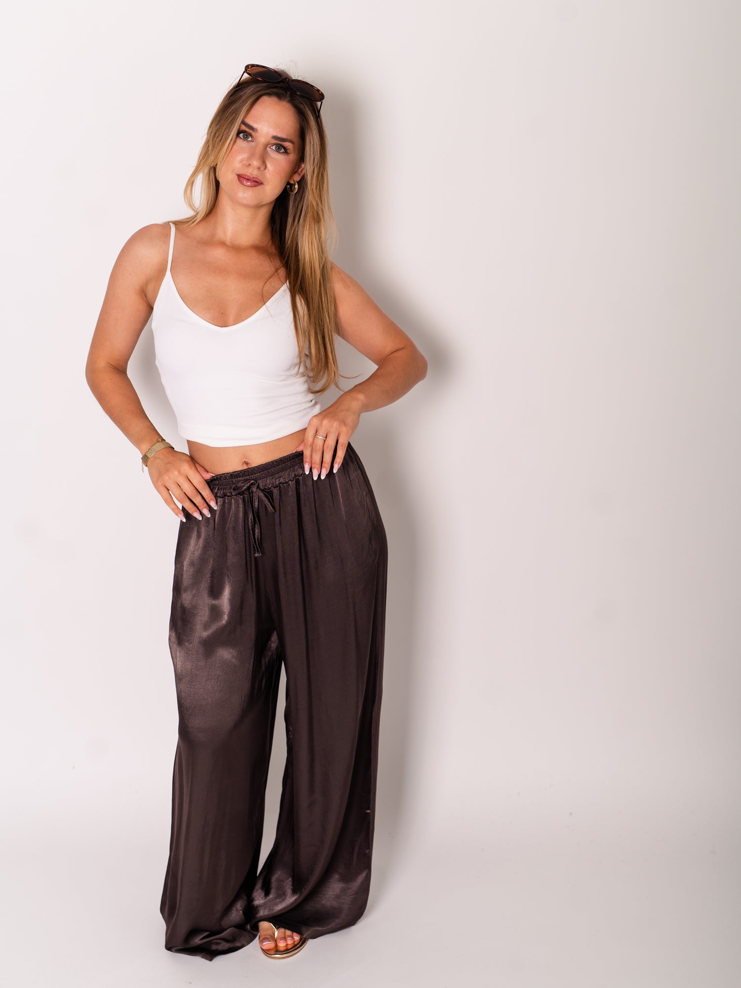 Ella Seiden Hose - Dunkelbraun