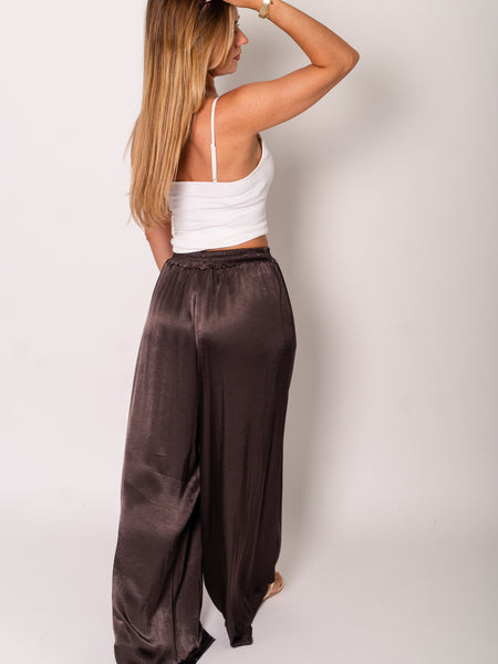 Ella Seiden Hose - Dunkelbraun