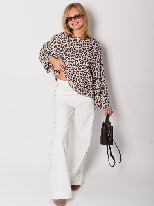 Leo Oversize Sweatshirt - Beige/Braun