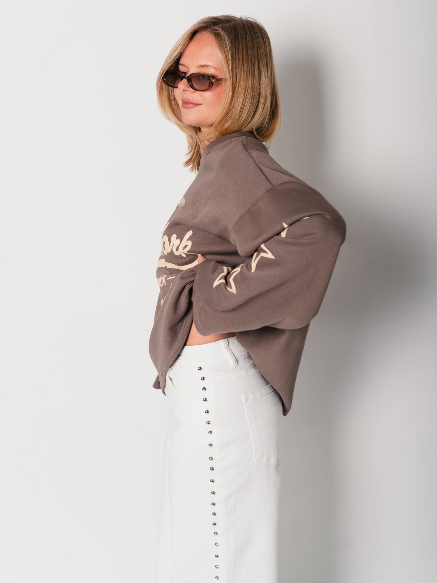 New York Oversize Sweatshirt - Taupe/Creme