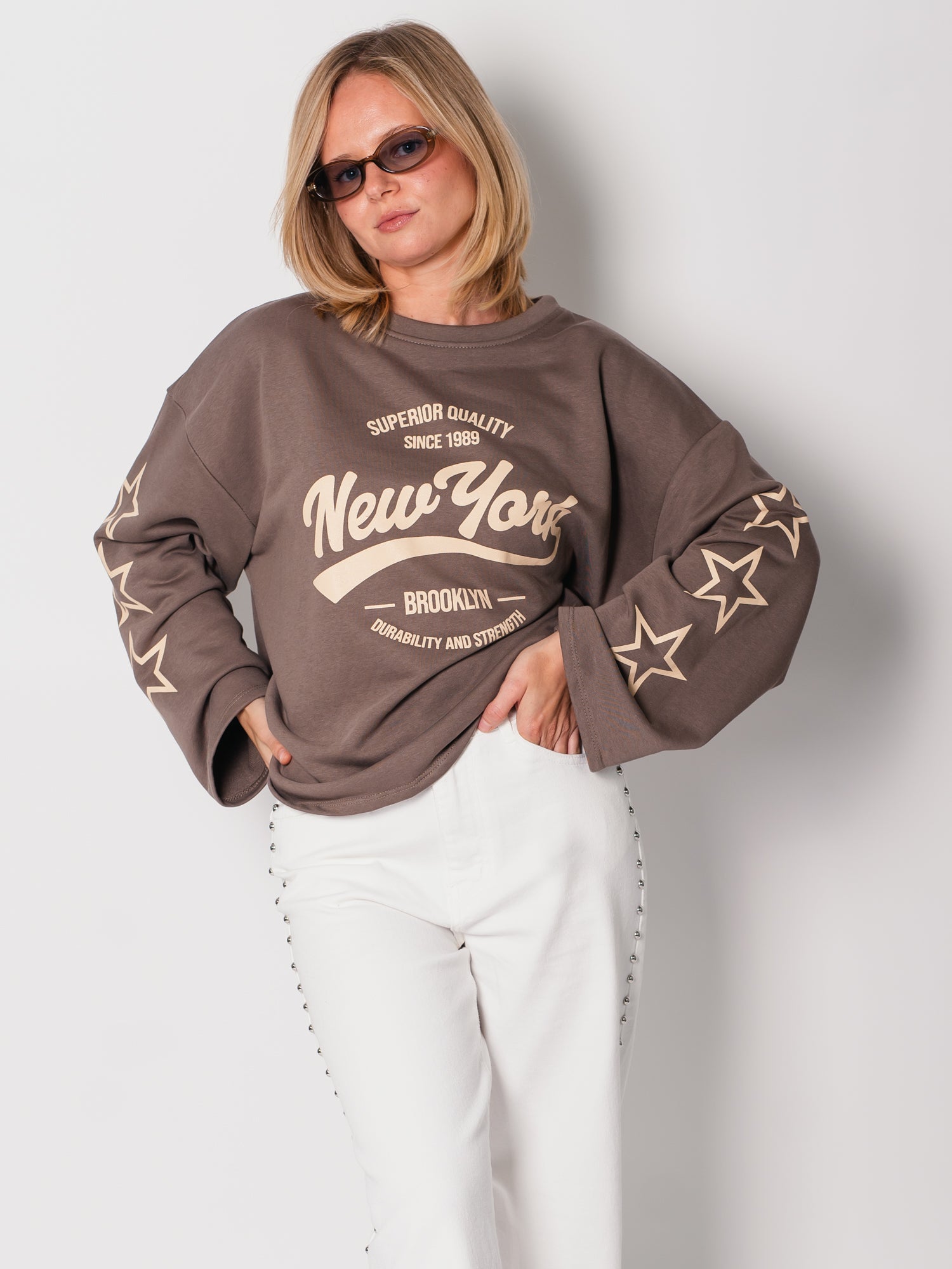 New York Oversize Sweatshirt - Taupe/Creme