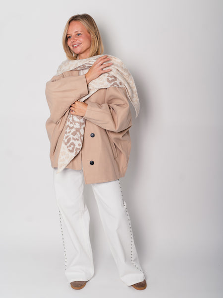Leo Layer Dreiecksschal - Taupe/Creme