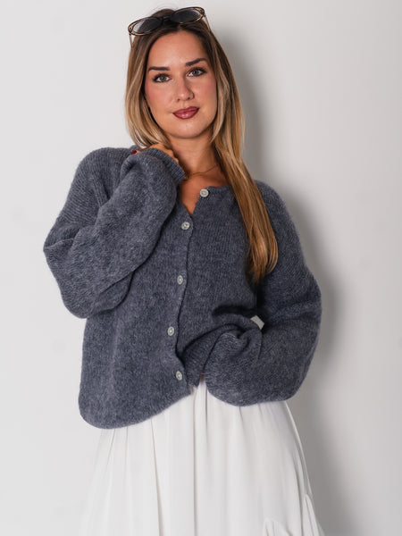 Hanni Soft Strickjacke - Dunkelgrau