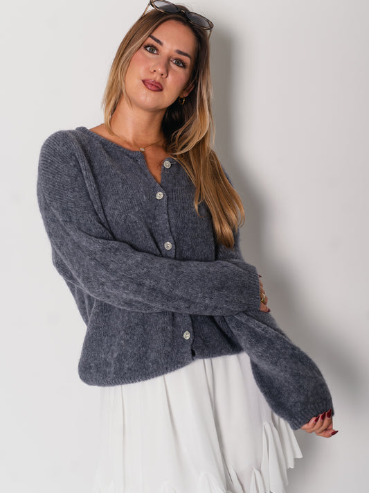 Hanni Soft Strickjacke - Dunkelgrau