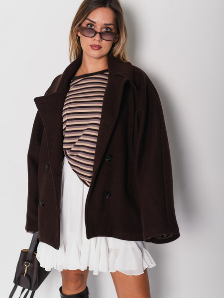 Cora Oversize Jacke - Espressobraun