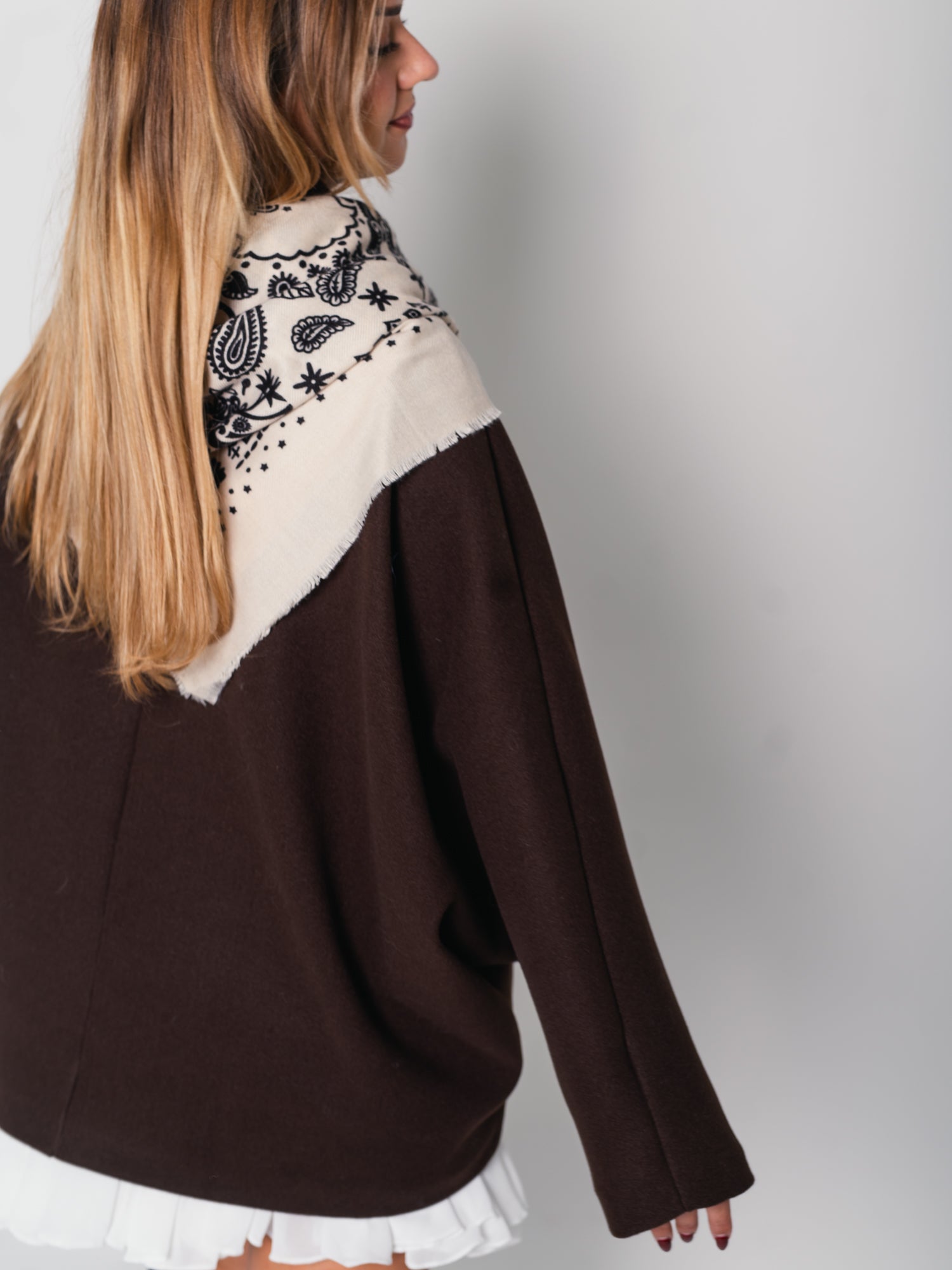 B-Ware 895. Paisley Tuch Schal - Beige/Schwarz